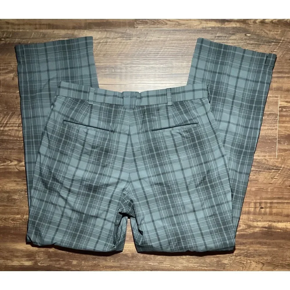 Nike Golf Tour Performance Dri-Fit Pants Men 34x32 Gray Black Plaid Preppy‎
